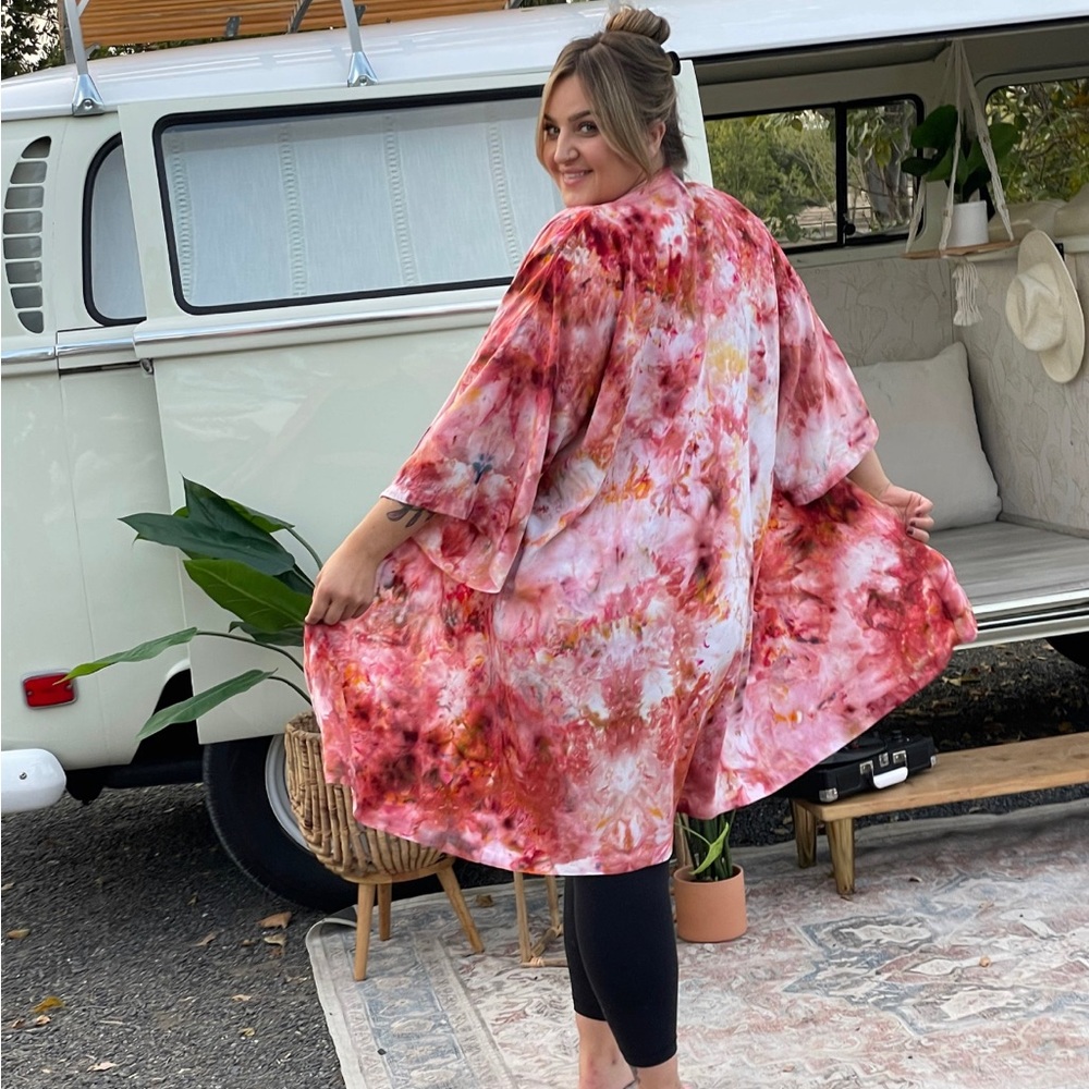 NEW Kimono Robe Tie Dye Rayon Flowy